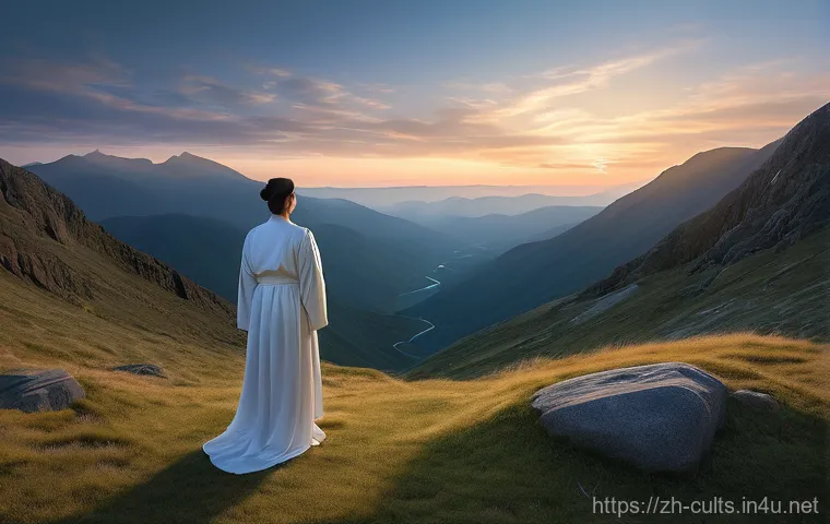 대순진리회의 주요 상징물 - A vibrant and harmonious natural landscape, symbolizing cosmic balance and the "Taiji symbol." In th...