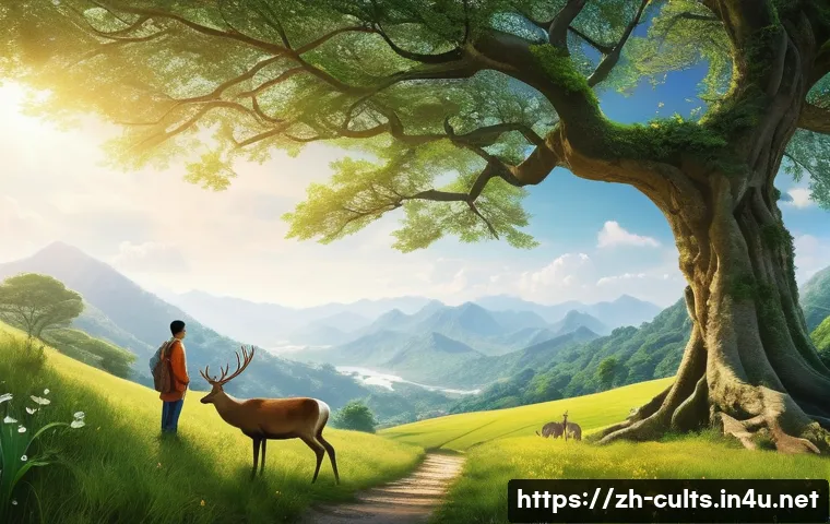 대순진리회 창립자의 생애 - **Prompt for 天地公事 (Harmony of Heaven, Earth, and Humanity):**
    "A breathtaking panoramic view of ...