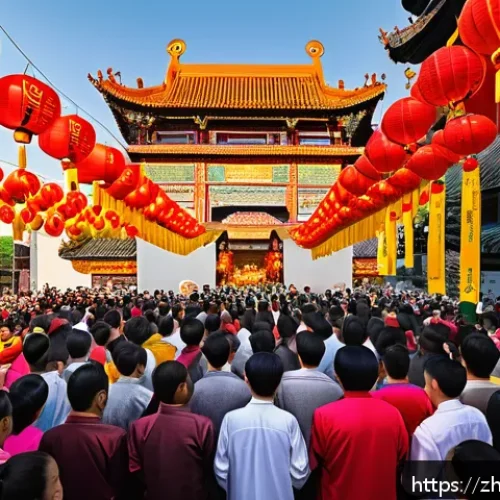 종교와 정치의 연결점 - A vibrant scene of a large multicultural religious festival in a modern Chinese city, with diverse g...